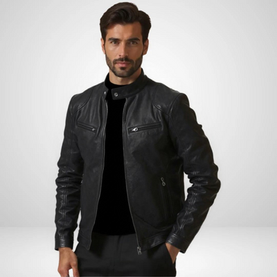 ANTON | JACKE AUS PREMIUM-LEDER MIT KLASSISCHEM BIKER-DESIGN