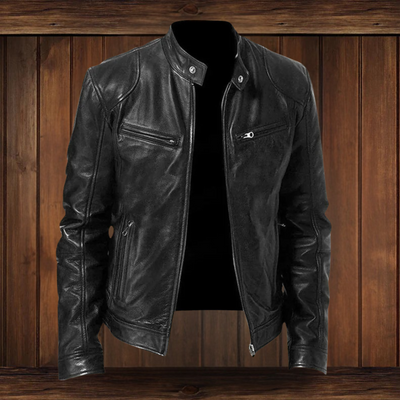 ANTON | JACKE AUS PREMIUM-LEDER MIT KLASSISCHEM BIKER-DESIGN