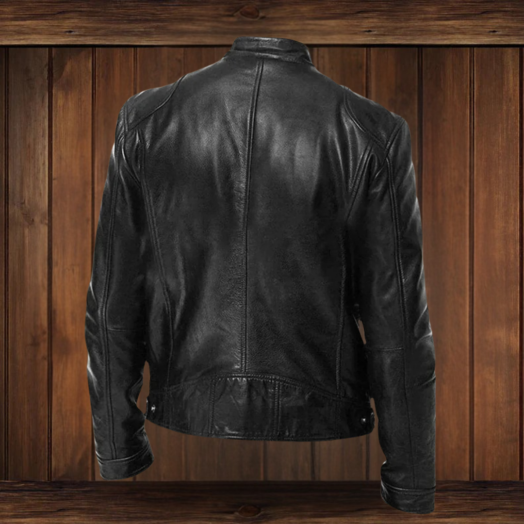 ANTON | JACKE AUS PREMIUM-LEDER MIT KLASSISCHEM BIKER-DESIGN