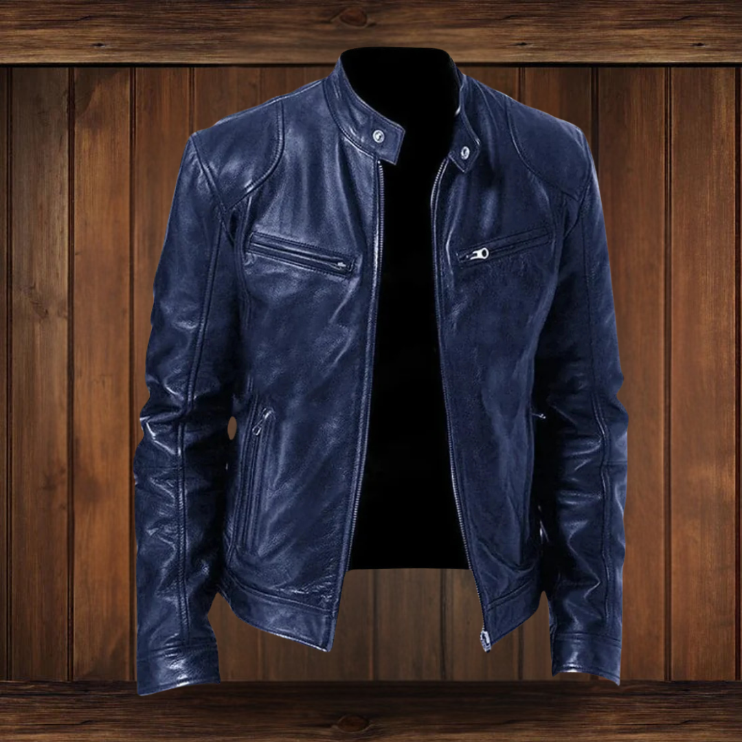 ANTON | JACKE AUS PREMIUM-LEDER MIT KLASSISCHEM BIKER-DESIGN