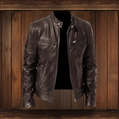 ANTON | JACKE AUS PREMIUM-LEDER MIT KLASSISCHEM BIKER-DESIGN