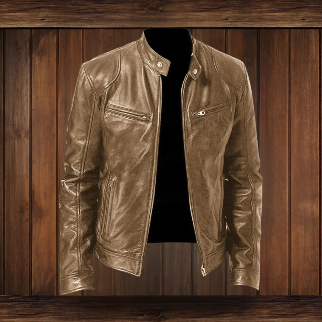 ANTON | JACKE AUS PREMIUM-LEDER MIT KLASSISCHEM BIKER-DESIGN