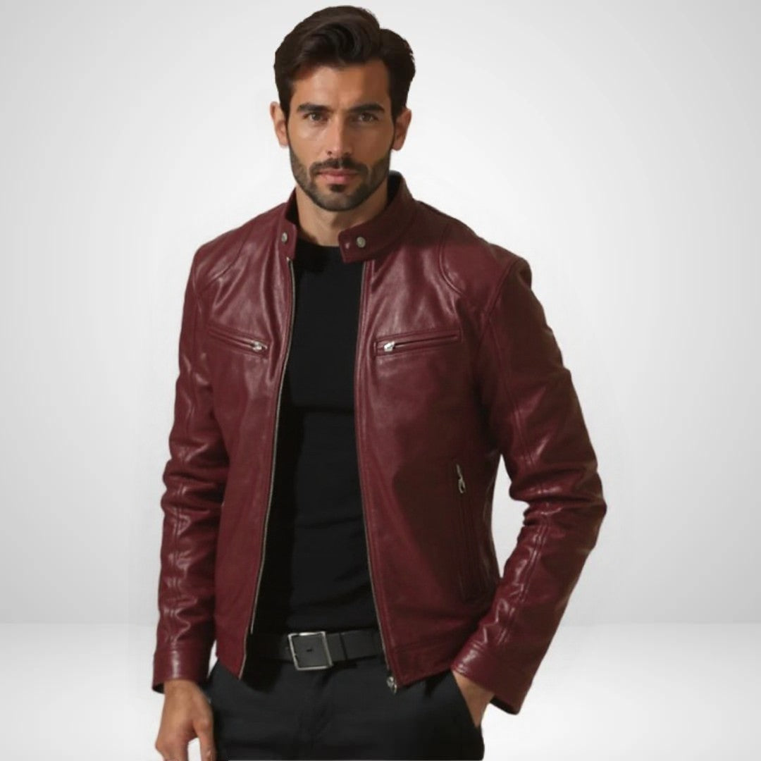 ANTON | JACKE AUS PREMIUM-LEDER MIT KLASSISCHEM BIKER-DESIGN