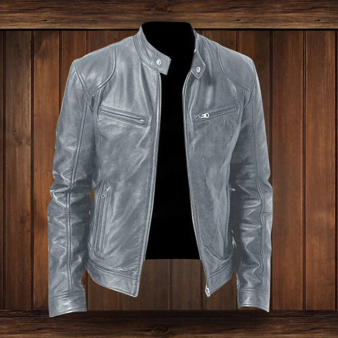 ANTON | JACKE AUS PREMIUM-LEDER MIT KLASSISCHEM BIKER-DESIGN