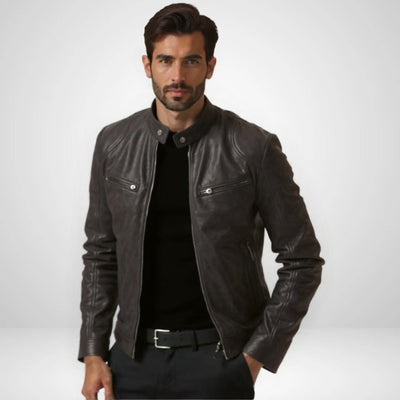 ANTON | JACKE AUS PREMIUM-LEDER MIT KLASSISCHEM BIKER-DESIGN